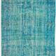 Vintage turkish rug over-dyed in teal blue color