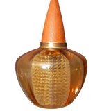 Scandinavian glass and teak pendant lamp