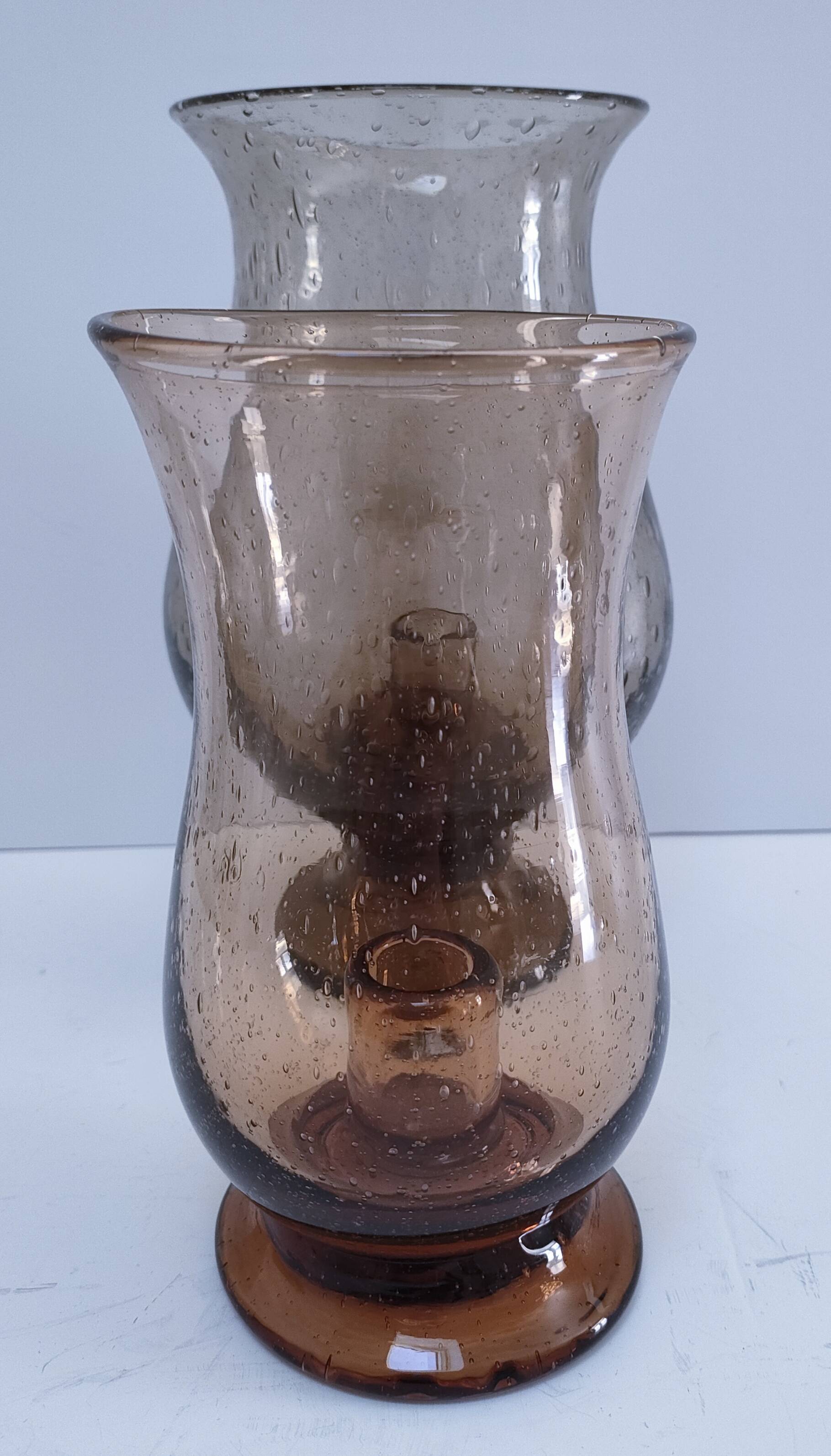 two bubble glass candle holders