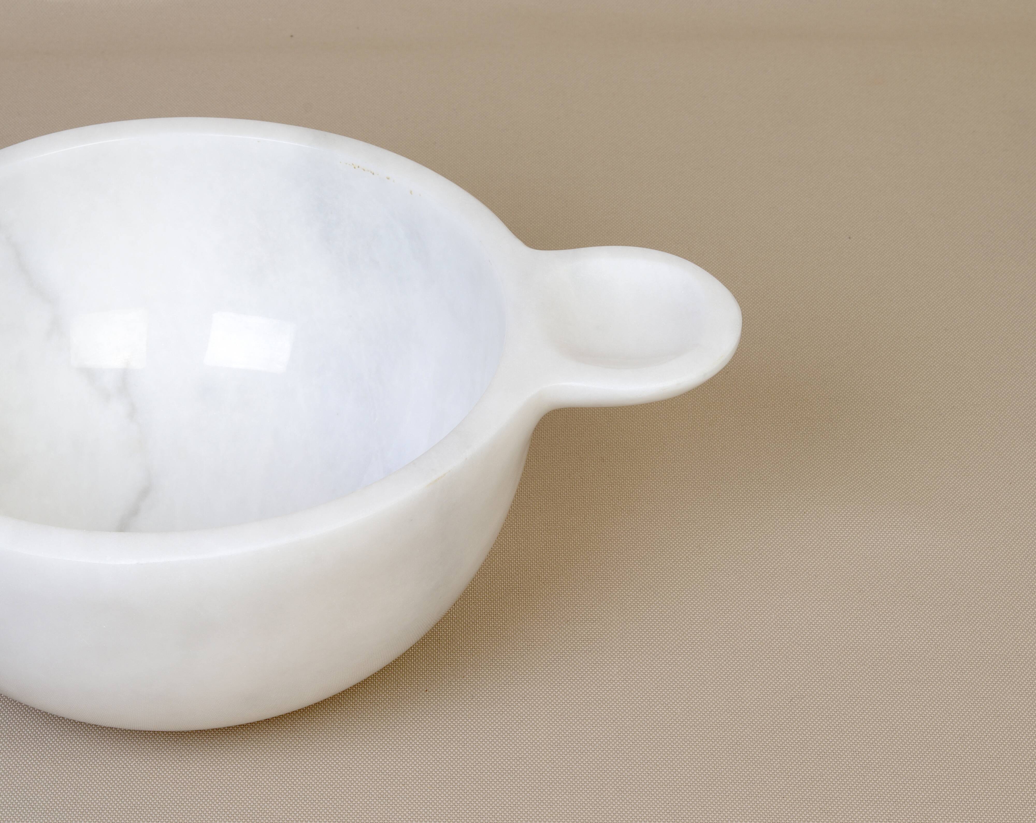 Gabriella – White Natural Marble Bowl with handles  | L 32cm W 20cm H 10cm