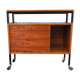 1960 wheeled furniture wood and black metal