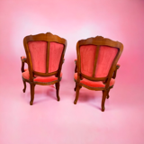 Red Cabriolet Armchairs, 1950, Set of 2