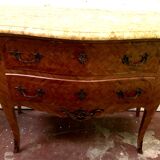 Curved Louis XV style chest of drawers 20th century marble top