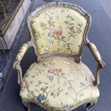 Pair of Louis XV style lacquered wood armchairs