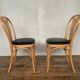 Series of 6 bistro chairs in curved wood seated skaï black