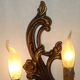 Pair Vintage French Bronze Double Wall Lights Acanthus Leaf & Flower Detail