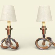 Pair of "Bretzel" lamps in lucite and brass, by Dorothy Thorpe (1901)