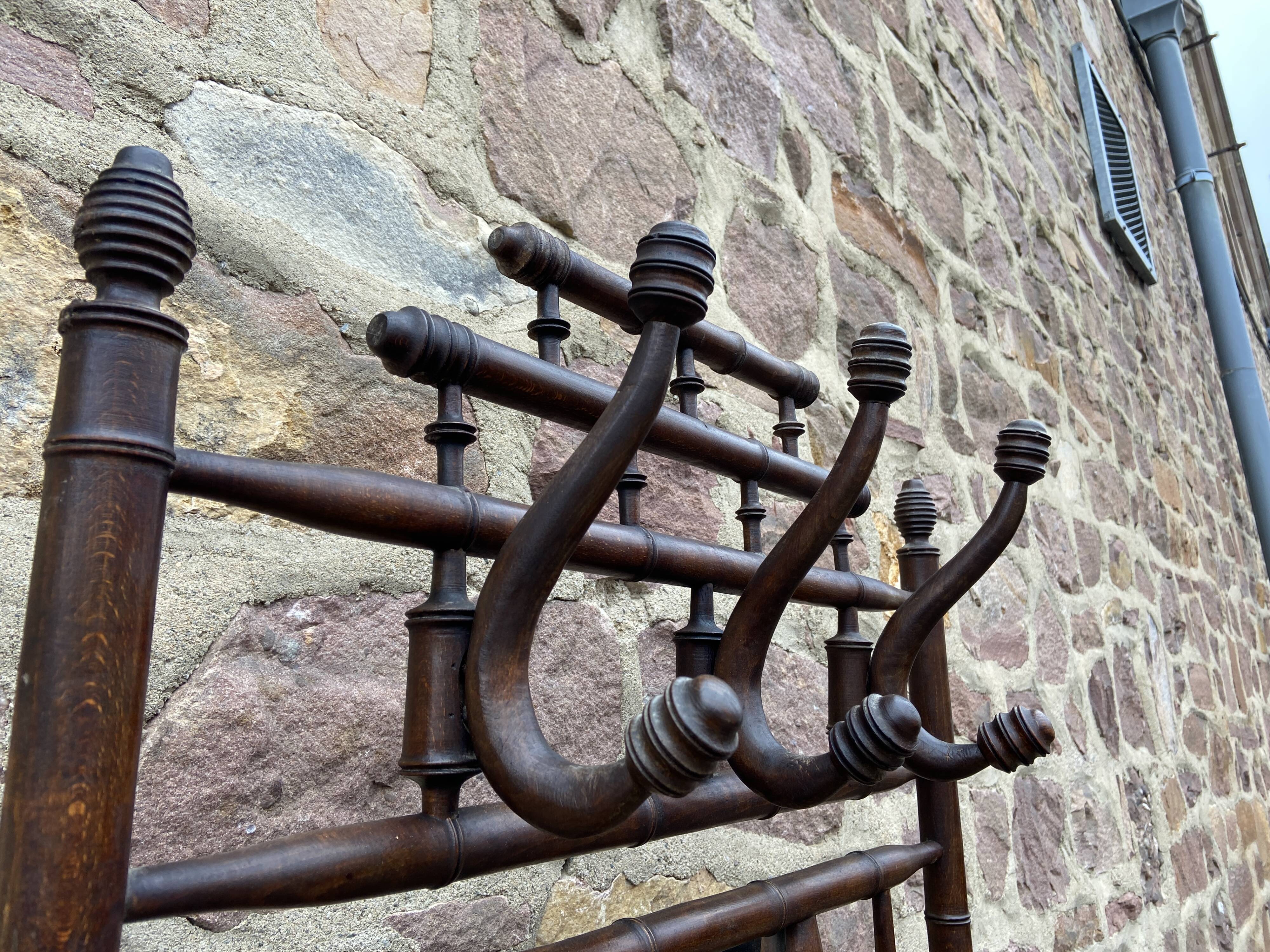 Vintage 1930s curved wood bamboo coat rack