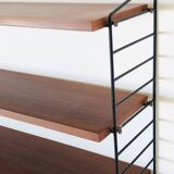String wall shelf in wood and metal, 1960s