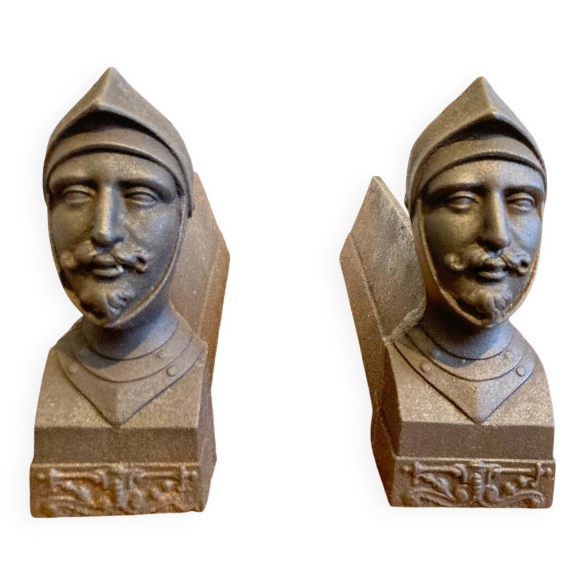 Pair of antique cast iron andirons