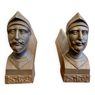 Pair of antique cast iron andirons