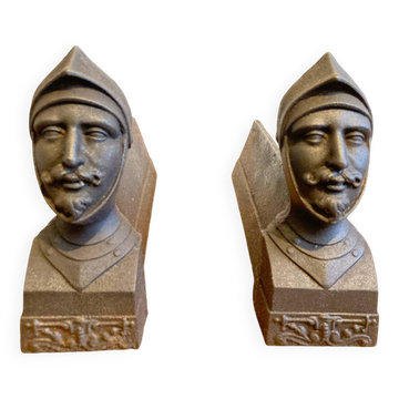 Pair of antique cast iron fire dogs