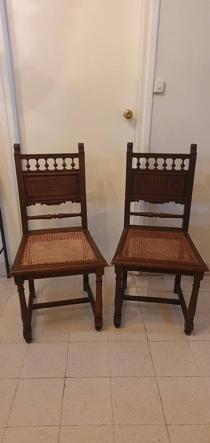 Lot de 2 chaises bois massif tête de lion
