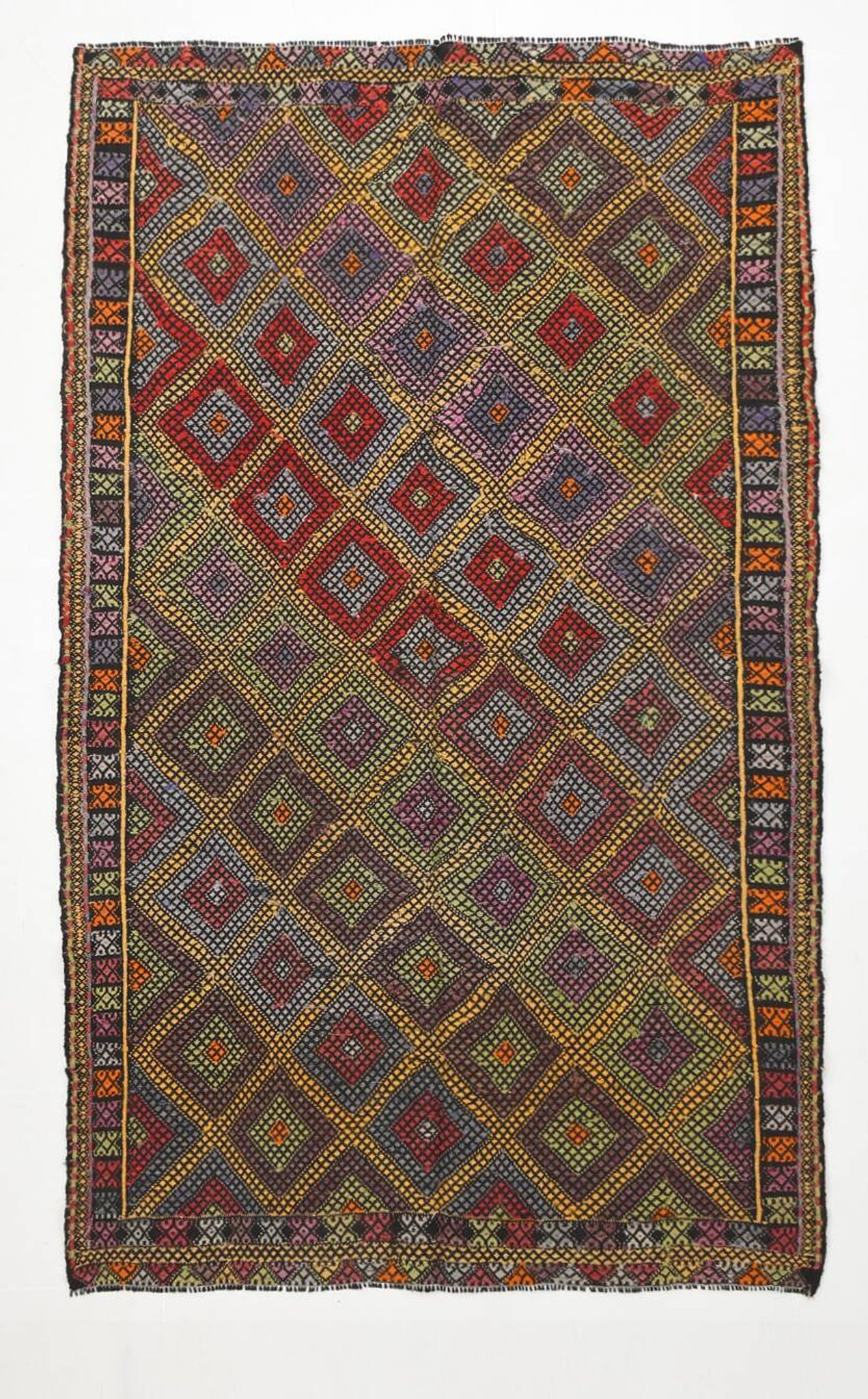 5x8 Yellow & Red Handmade Kilim Rug, 150x247Cm