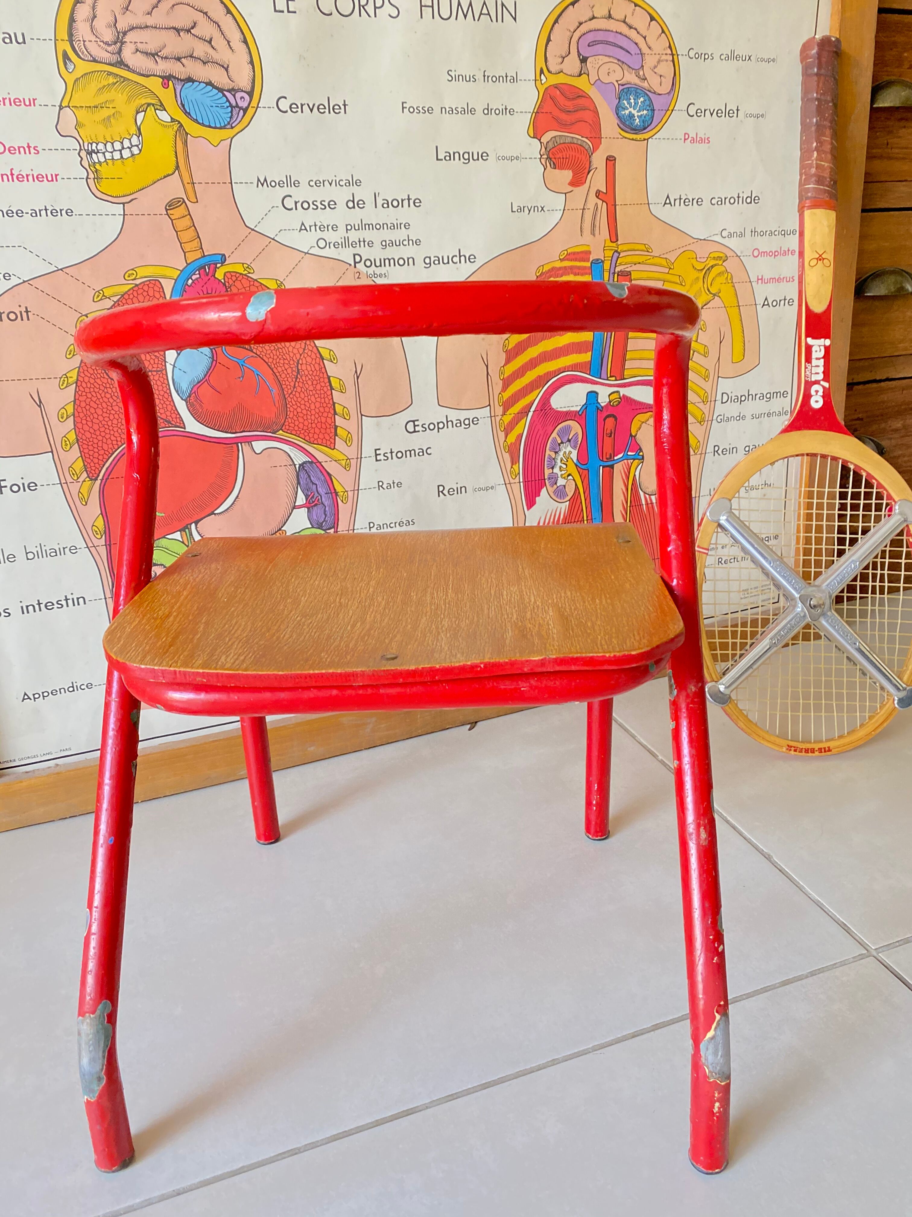 Vintage child school chair Hitier Jacques