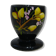 Black egg cup with hand-painted floral decoration