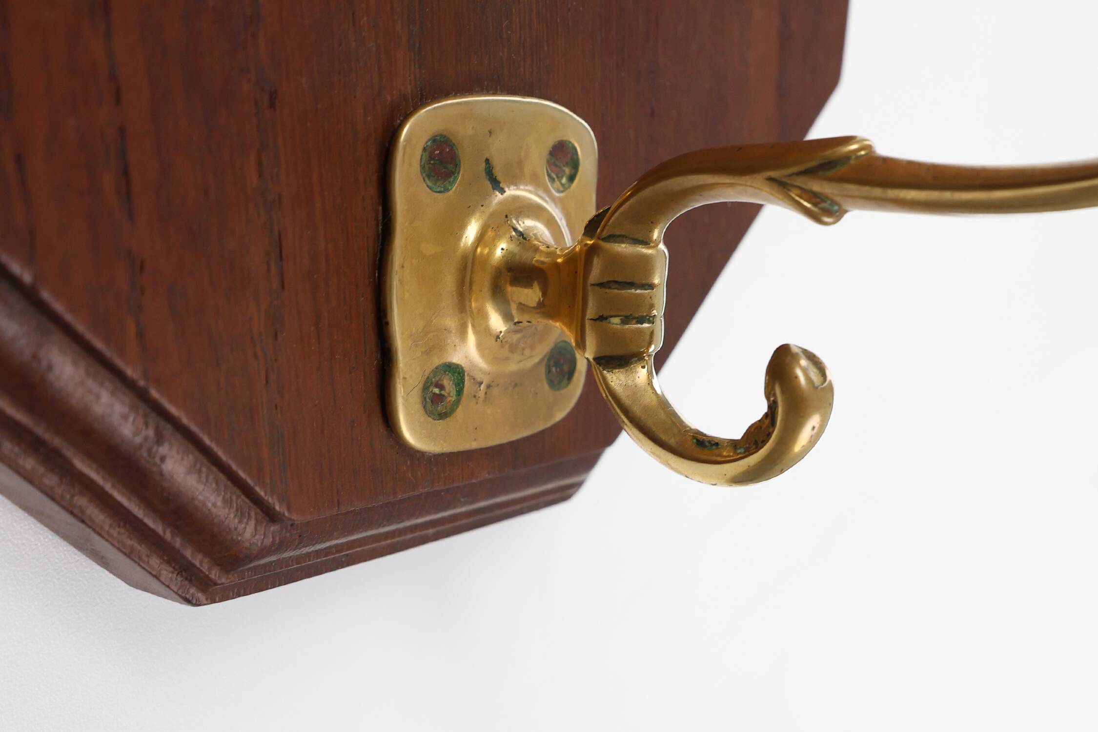 Art Deco coatrack in oak and copper, Belgium 1920s