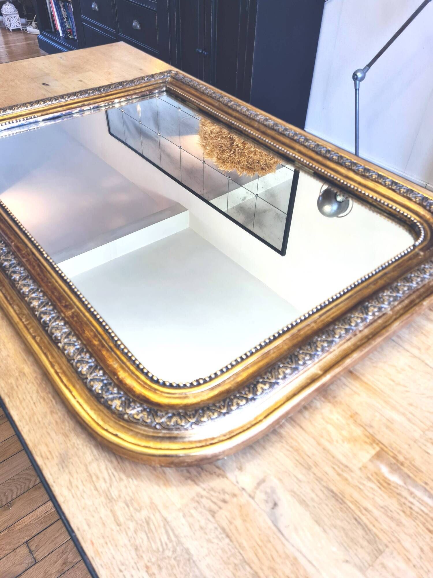 Antique large Louis Philippe mirror, decorated with gilt leaf - "Claude"