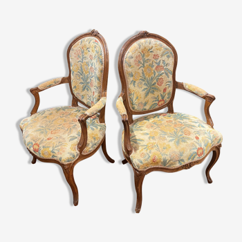 Pair of Louis XV period armchairs