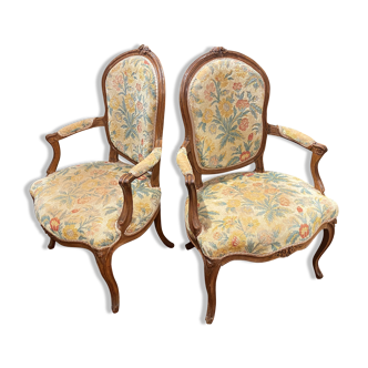 Pair of Louis XV period armchairs
