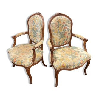 Paire de fauteuils d'époque Louis XV