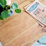 Ancient blue pie wooden workshop table