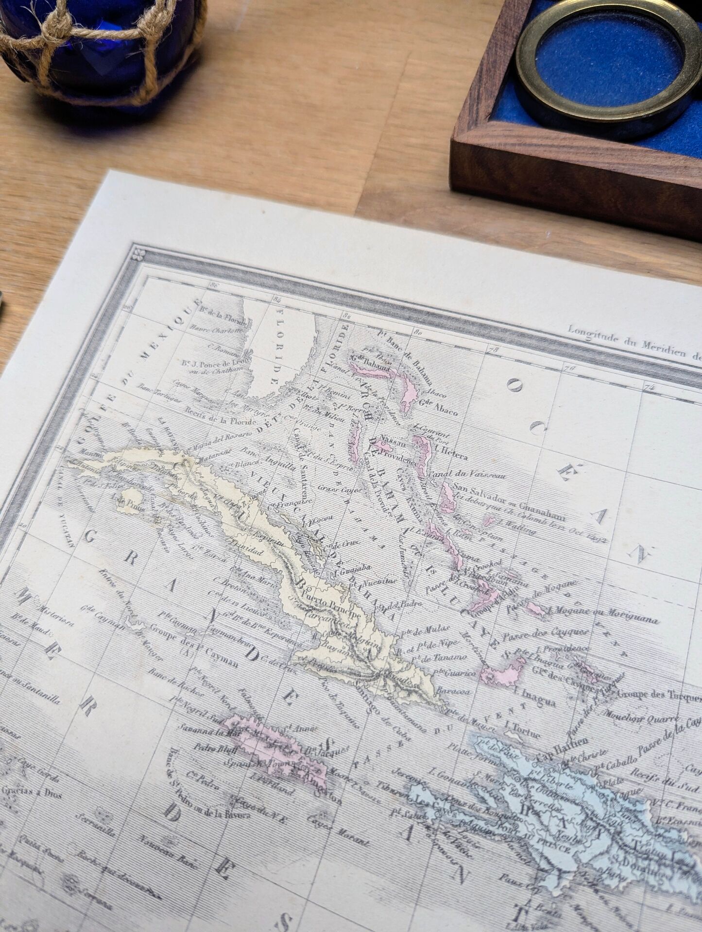 The Antilles, old map, printed in 1852.