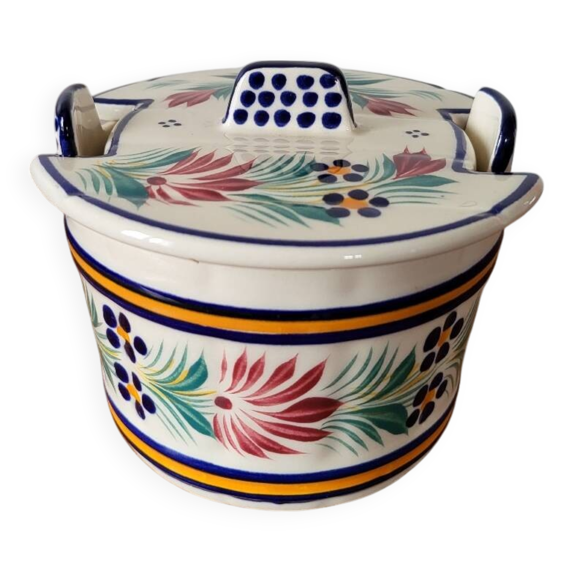 Quimper Earthenware Butter Dish HB Henriot