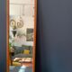 Large rectangular antique wall mirror in vintage wood, 1930