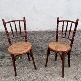 Paire de deux chaises cannée vintage
