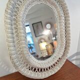 White rattan mirror