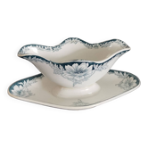 Saucière de St Amand et Hamage, terre de fer modèle Suzanne fleurs vertes