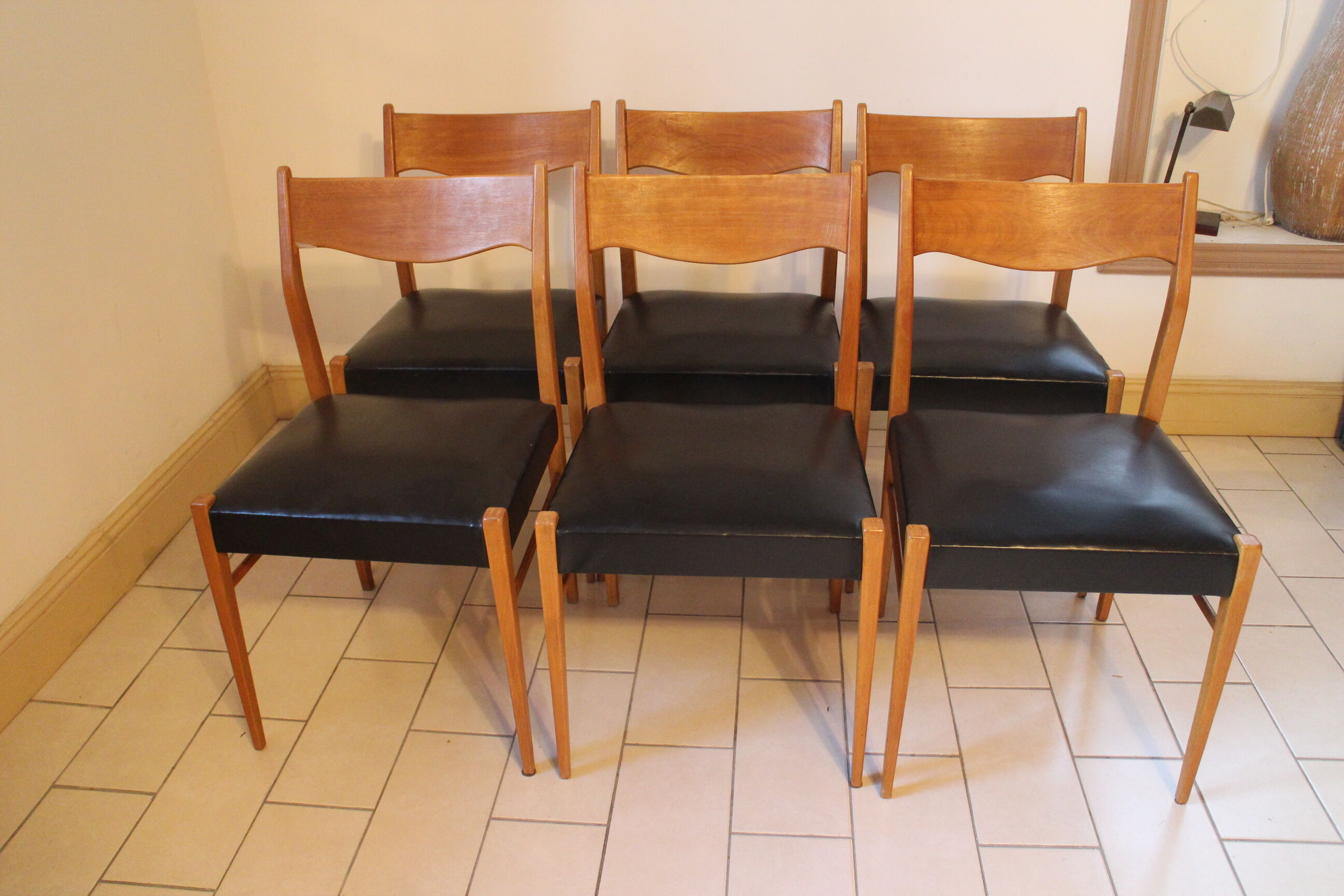 Series of 6 Scandinavian chairs in teak and skaÏ