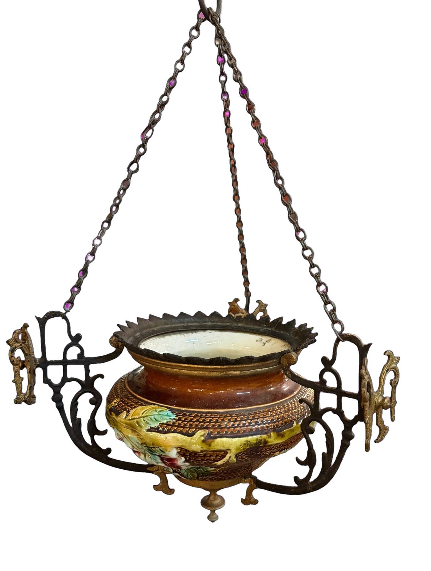 Hanging planter in earthenware