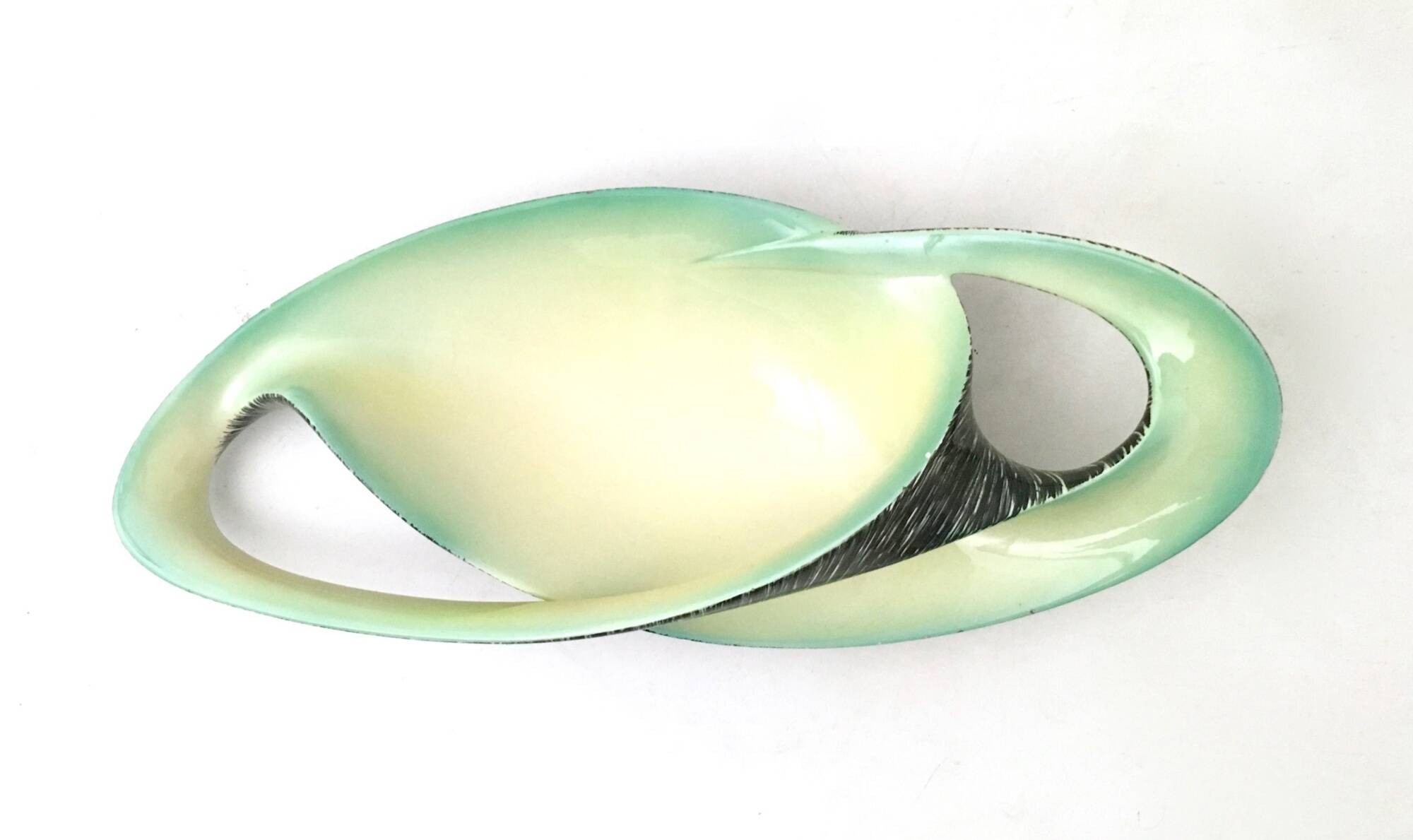 Vintage Black, Yellow and Green Ceramic Centrepiece by Vibi, Italy