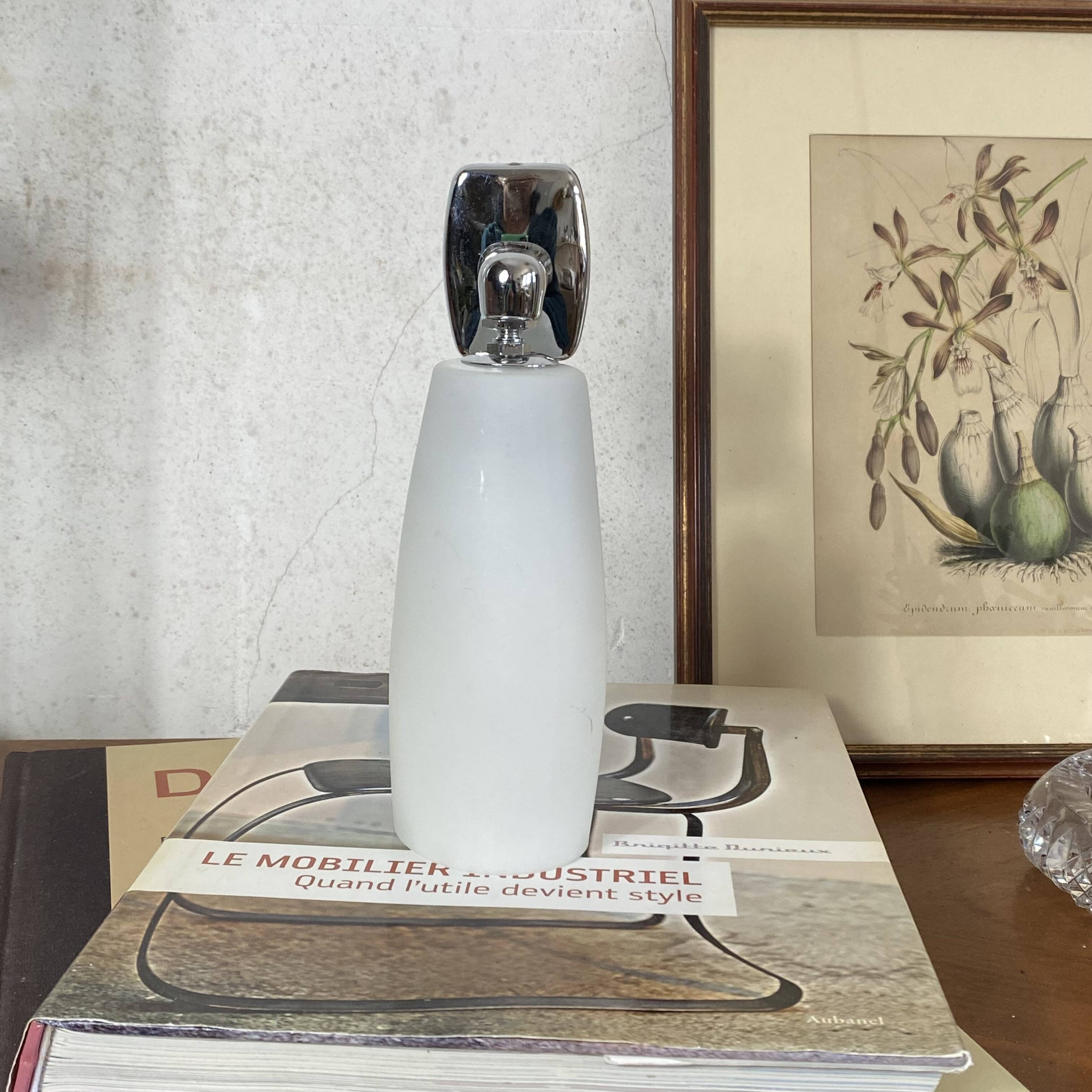 White glass and stainless steel wall light 1970
