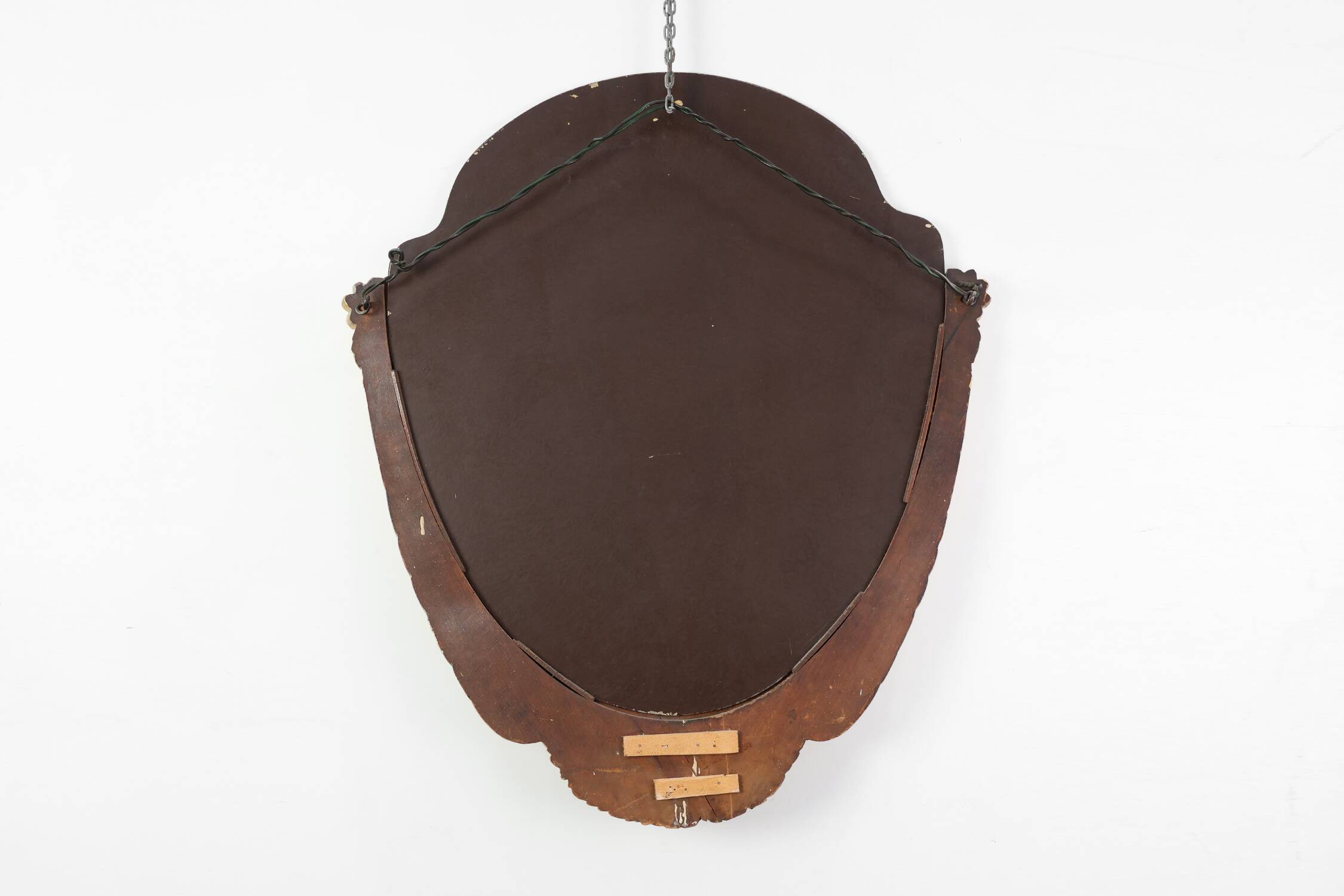 Oval Art Deco carved Gilt Wooden Mirror, France ca. 1920