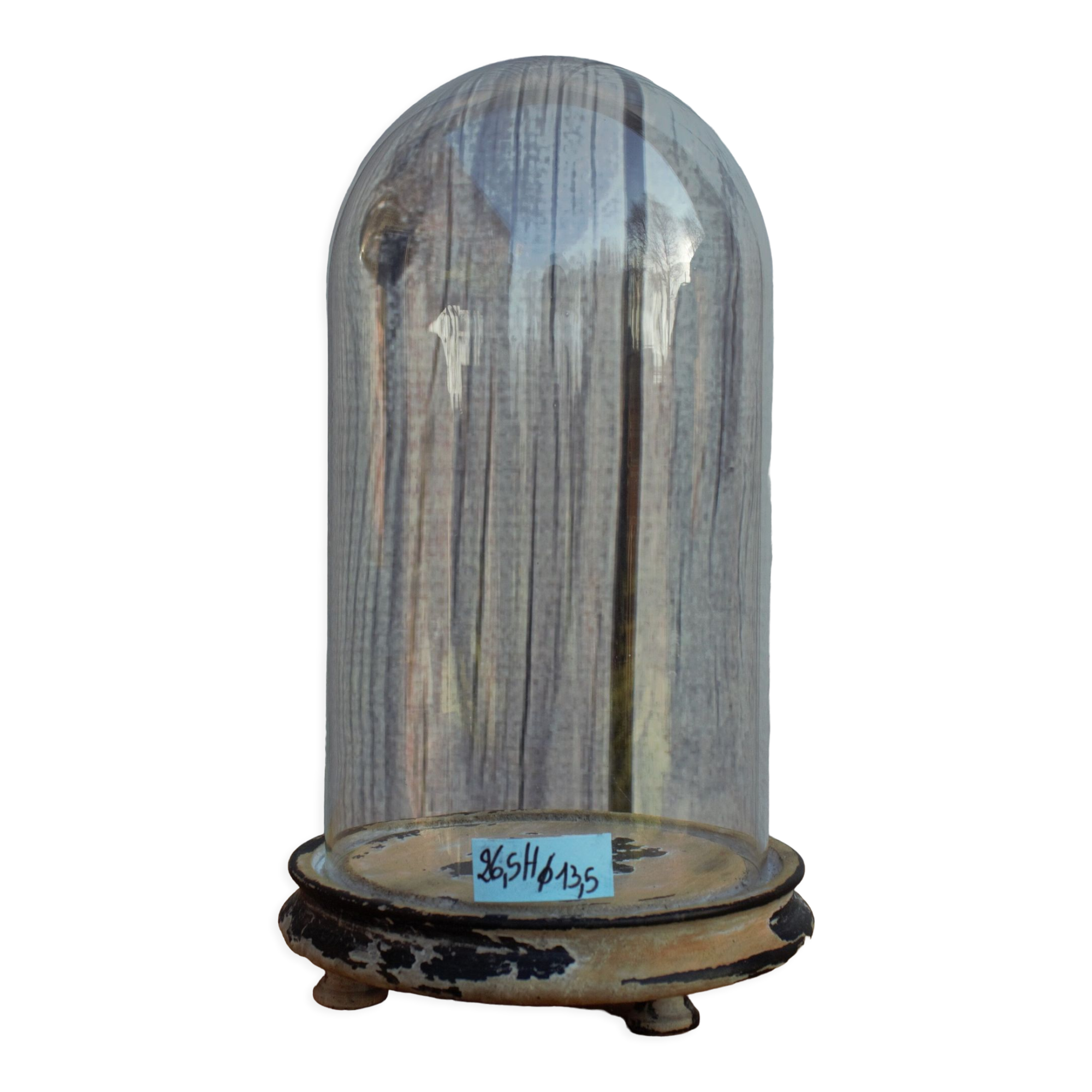 Antique round glass bell 26.5 cm high bridal globe