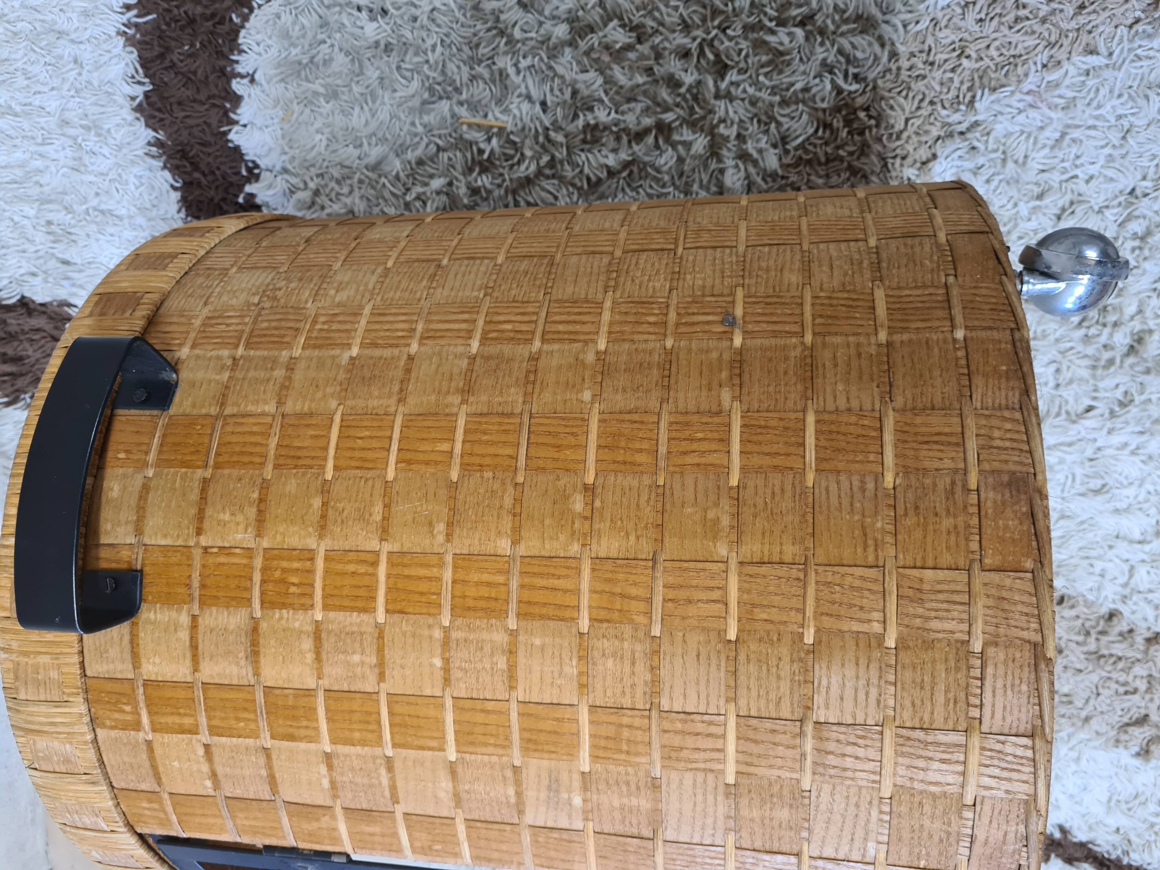 Vintage Rattan Brutalist Bar Cart