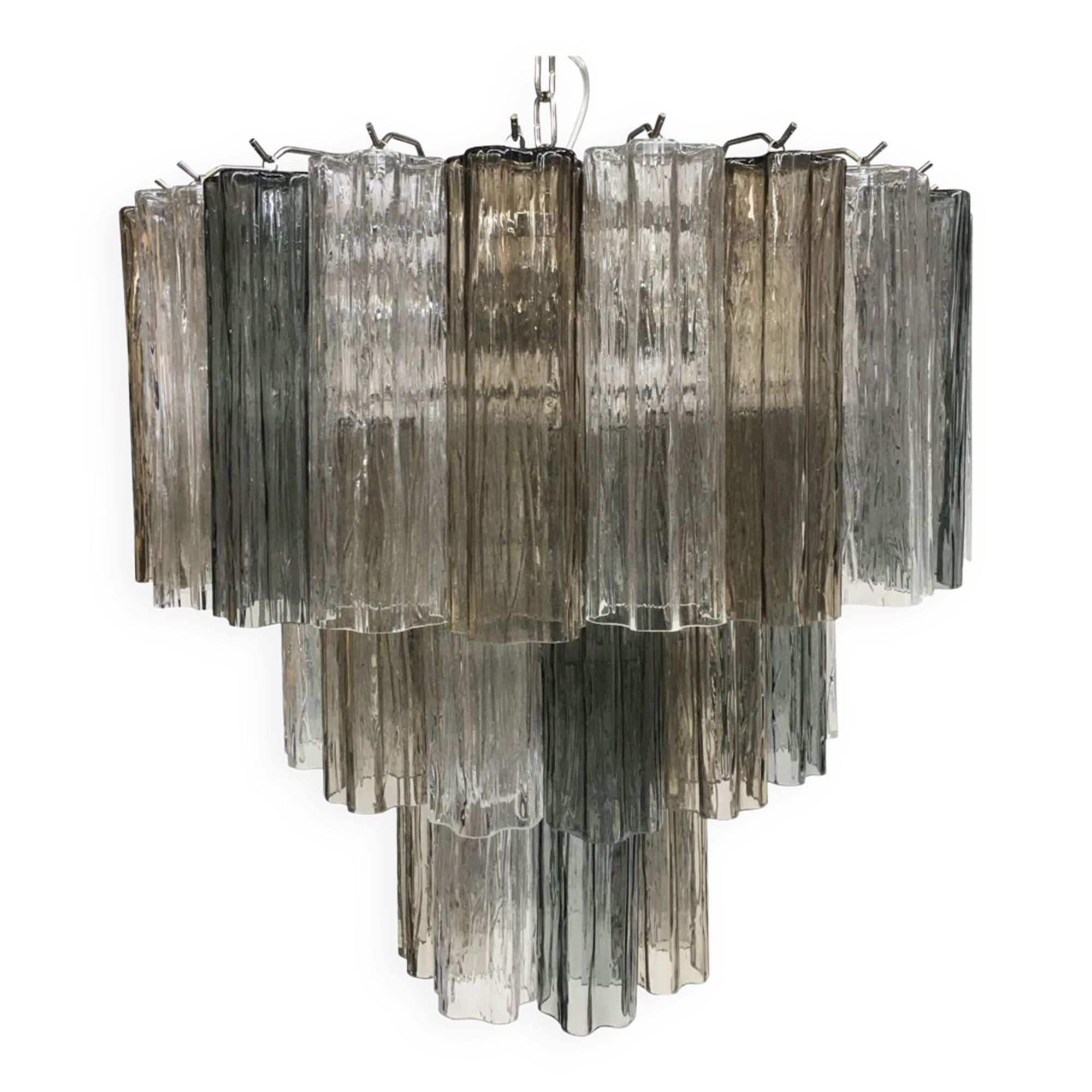 Clear , grey and fume’ “tronchi” murano glass chandelier d60-3l
