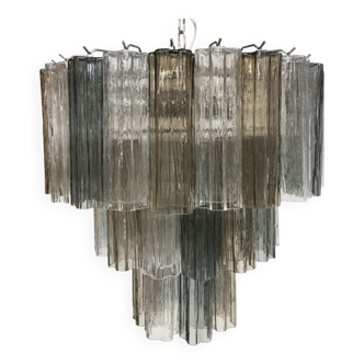 Lustre en verre de murano « tronchi » clair, gris et fumé d60-3l