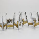 Gaetano Sciolari Large Wall Sconces / Sconces, Chrome, Brass, Glass, 1970s