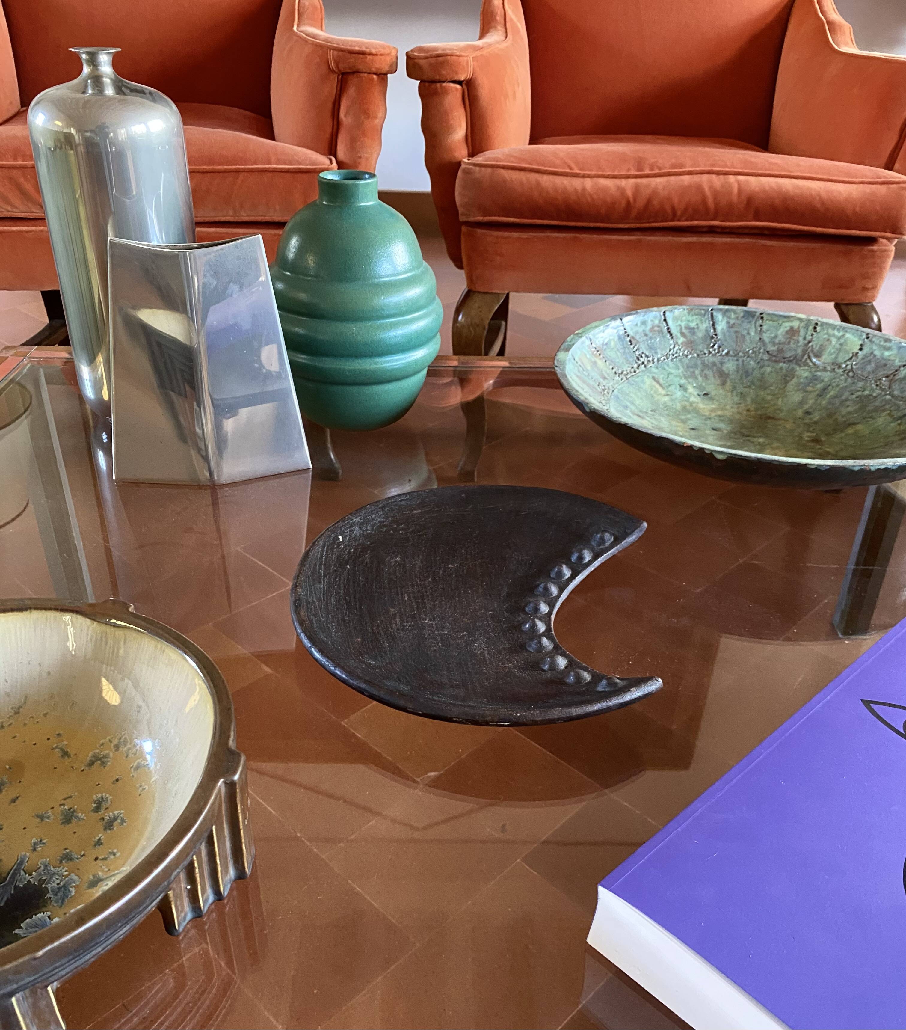 Organic modern wood tray / vide poche, France 1960s