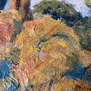 Tableau HST "Maison rouge en bord de rivière" signé C. Normand début XX°