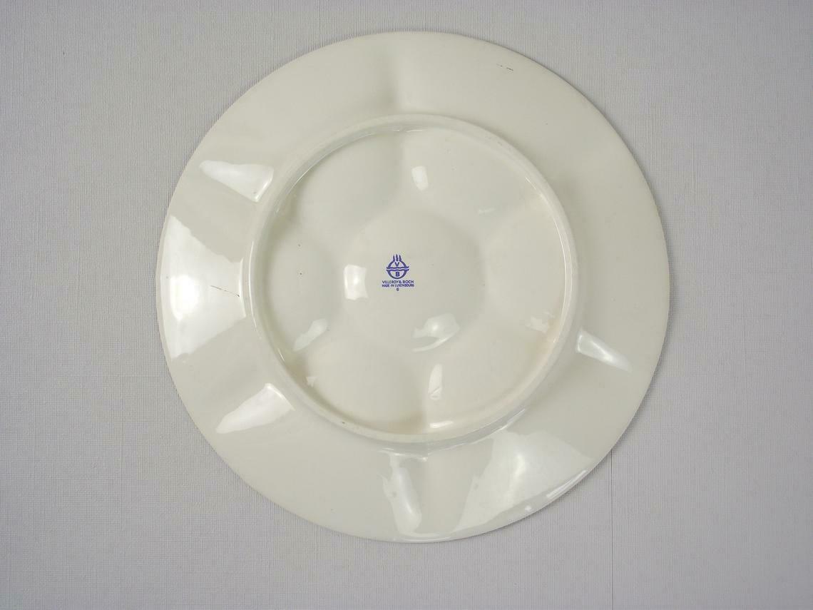 French Vintage Oyster Plate" St jean de Bretagne Faience Hand painted 1960s