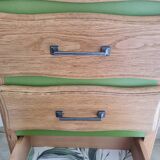 Chiffonnier vert herbarium et bois brut