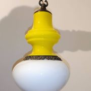 Opaline glass and brass suspension, Italy, 1960s.