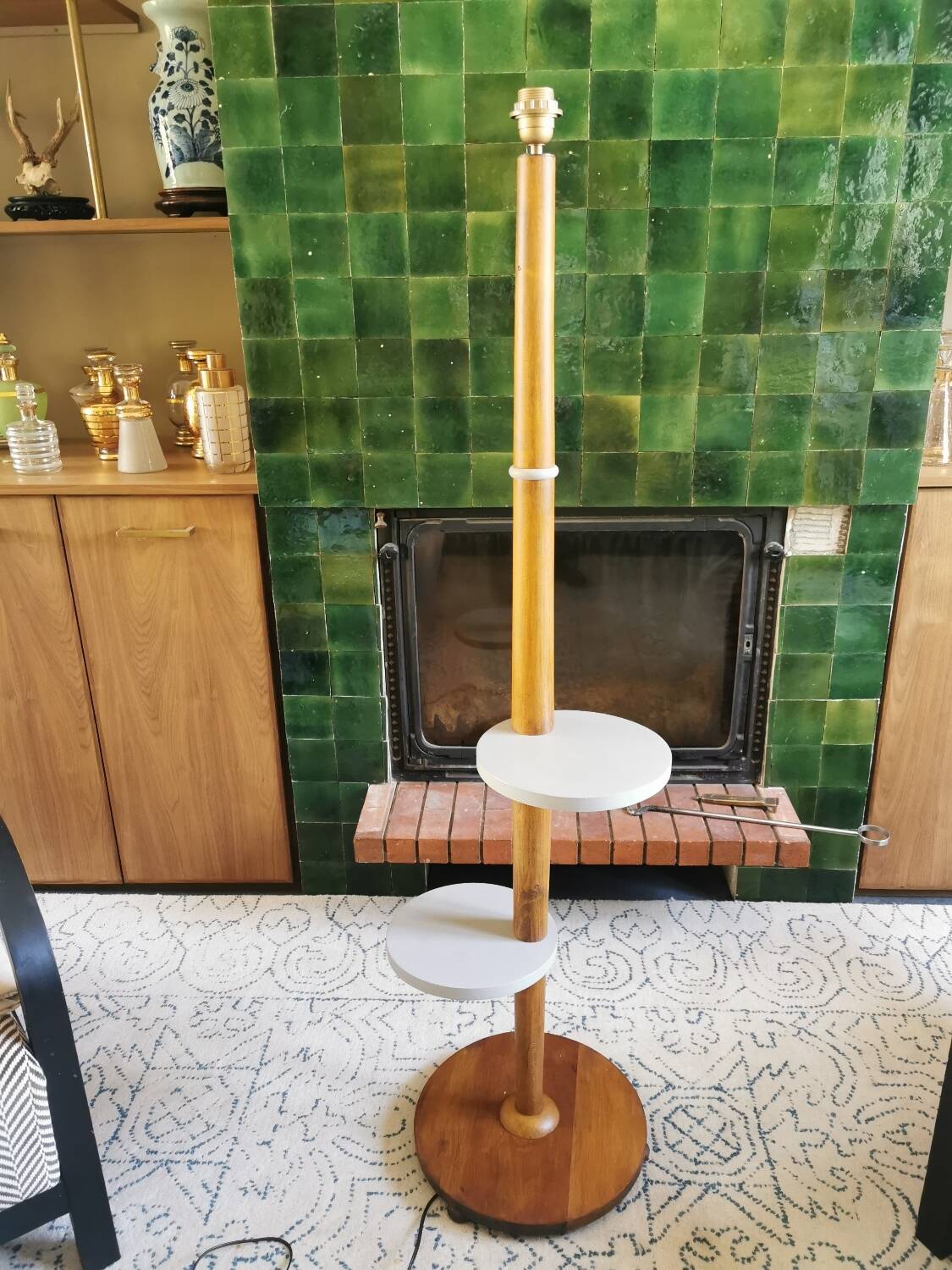 Art deco wooden floor lamp