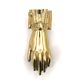 Brass door knocker in the shape of a hand, 1970s.