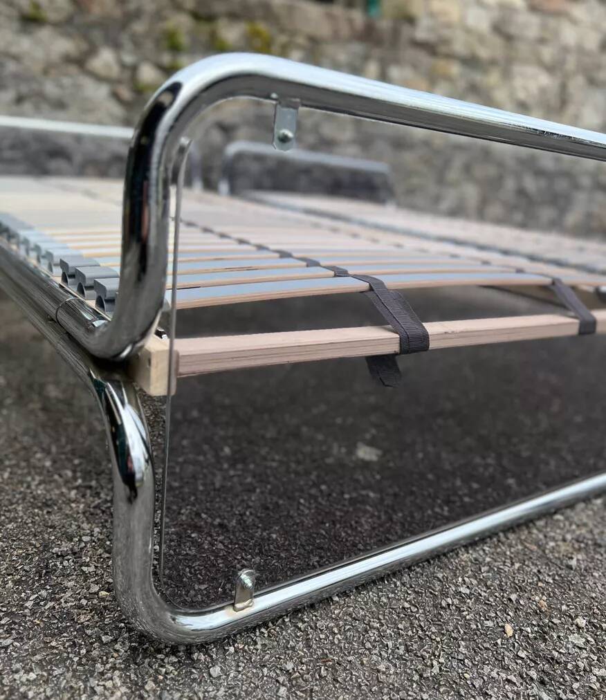 Pair of vintage chrome plexiglass beds